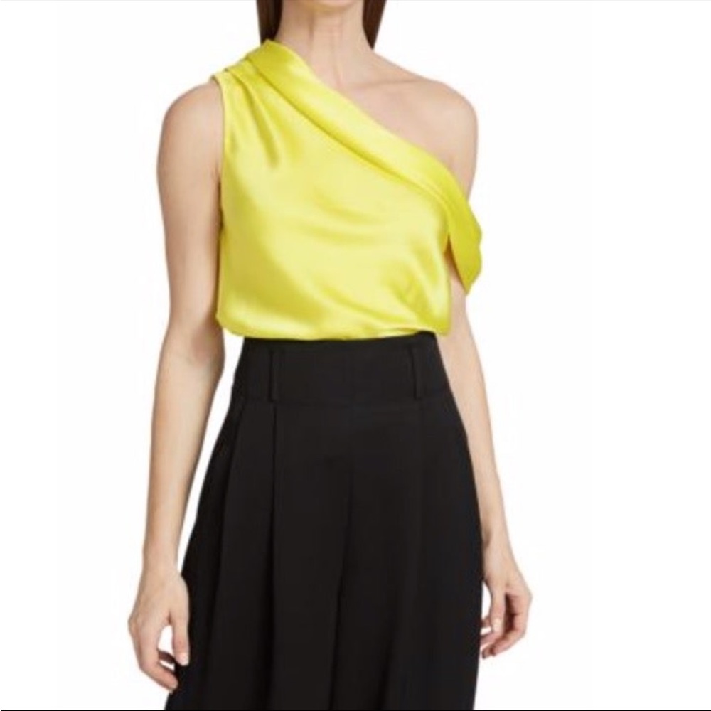 Jonathan Simkhai one-shoulder draped blouse Lexy yellow